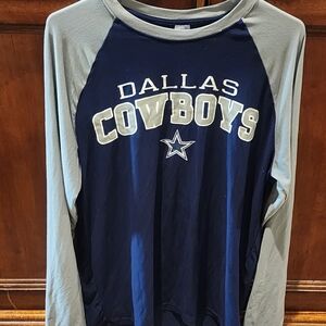 Dallas Cowboys  Long Sleeve Shirt - Navy and Gray. Official Nfl Size S